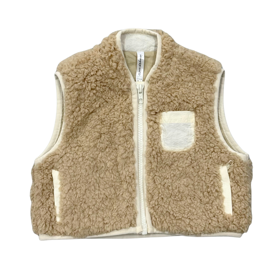 Sherpa Zipper Vest- Beige by Babysprouts