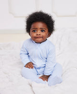 Simple Stripes Blue Pajama Zip Footie by Kissy Kissy