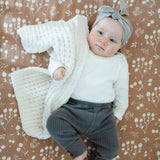 Waffle Knit Mini Blanket- Swan by Saranoni