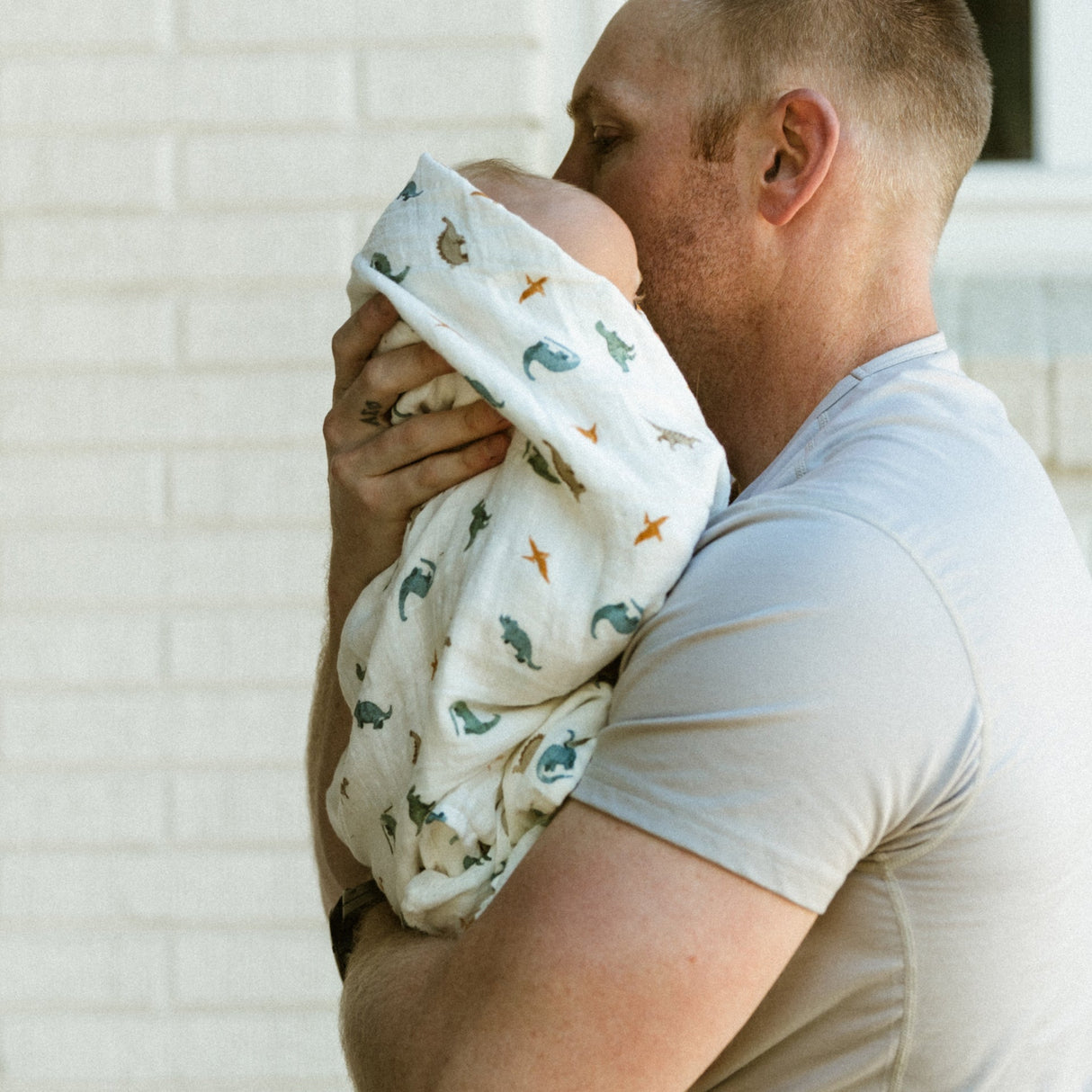 Organic Cotton Muslin Swaddle Blanket - Little Dino by Little Unicorn