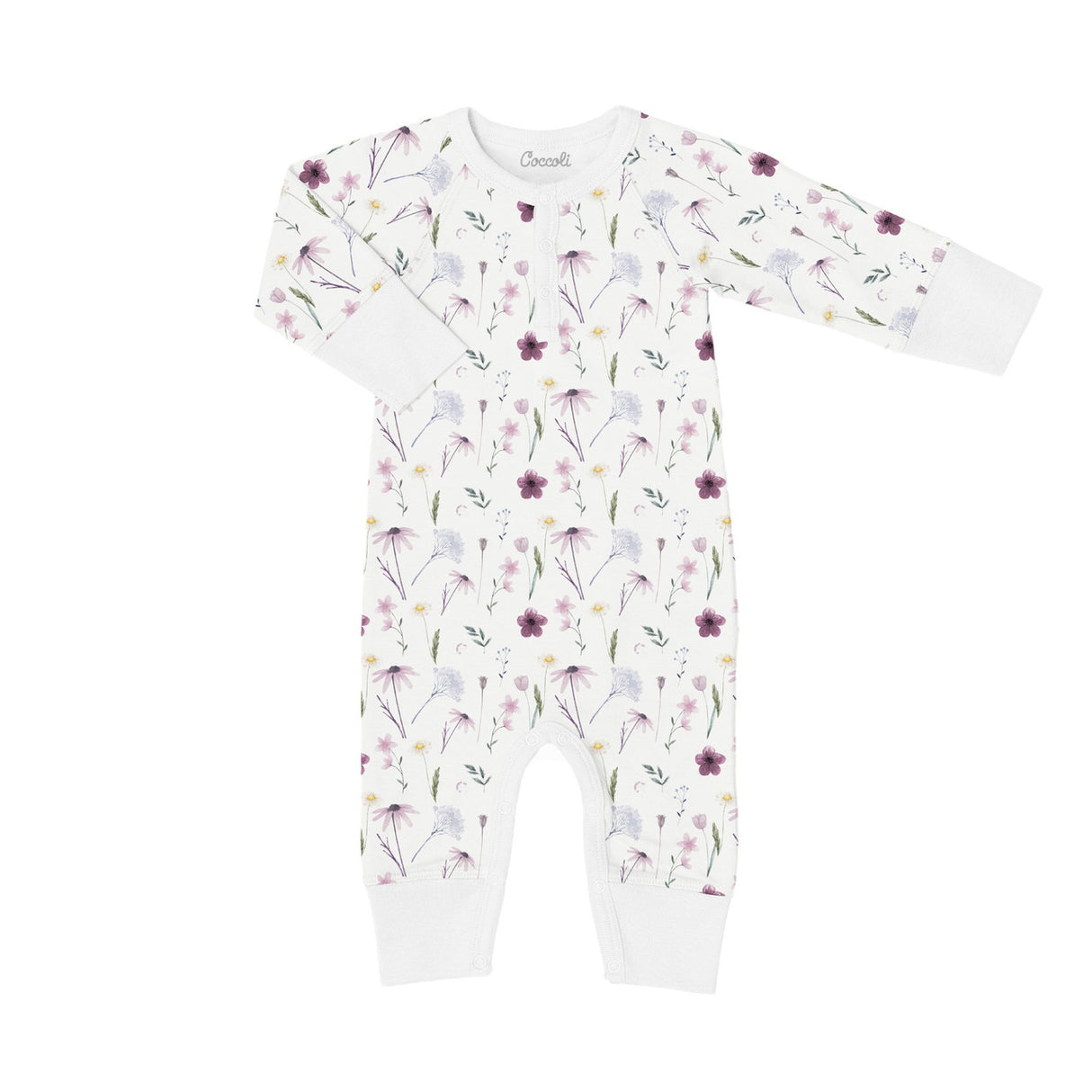 Girls Modal Unionsuit- Cream Floral by Coccoli