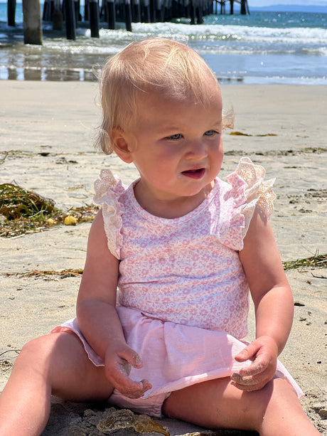 Amber Onesie in Pink Ditsy Floral by Vignette