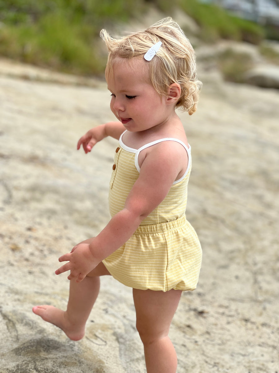 Karter Onesie in Yellow Stripe by Vignette