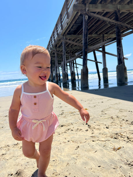 Karter Onesie in Pink Stripe by Vignette