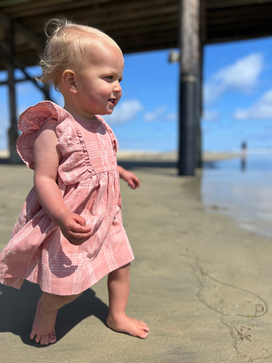 Michele Ruffle Set in Rose Plaid Gauze by Vignette