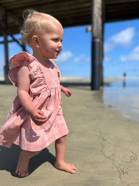 Michele Ruffle Set in Rose Plaid Gauze by Vignette