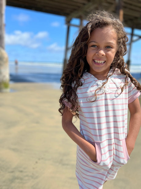 Tracey Dress in Pink Ivory Stripe by Vignette