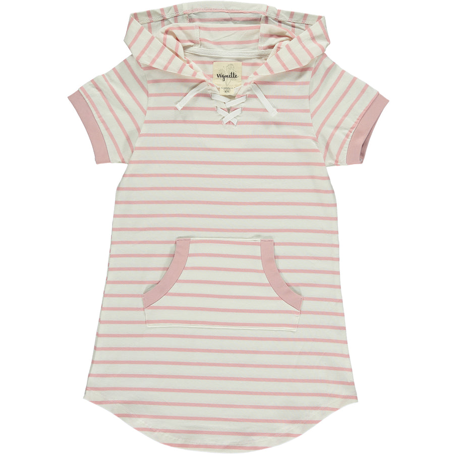Tracey Dress in Pink Ivory Stripe by Vignette
