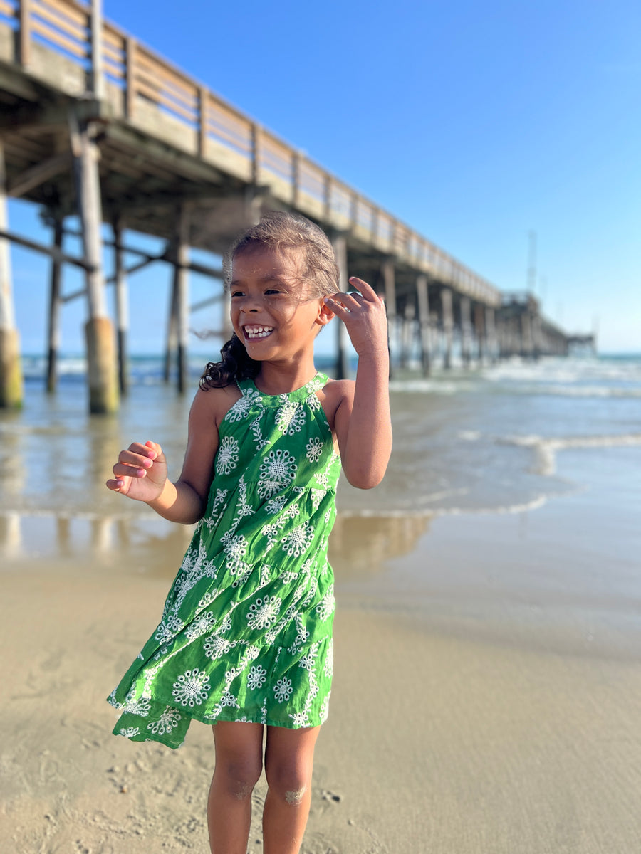 Maleia Dress in Green Eyelet by Vignette