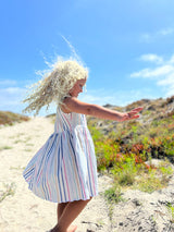 Stella Dress in Pink and Blue Multi Stripe by Vignette