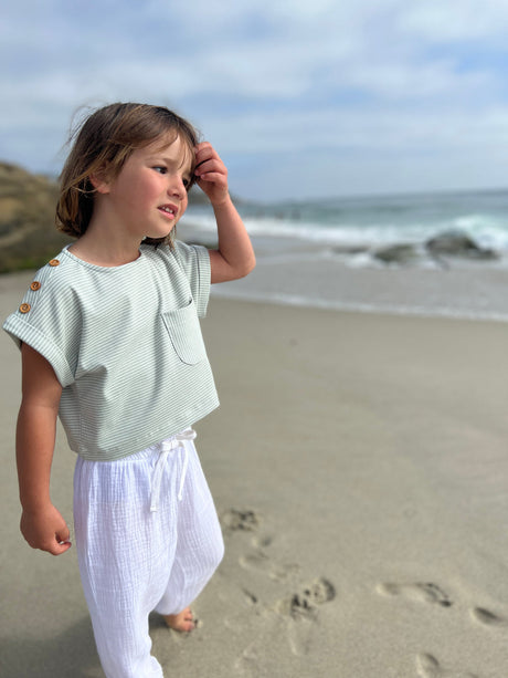 Kassie T-Shirt in Grey/White Stripe by Vignette