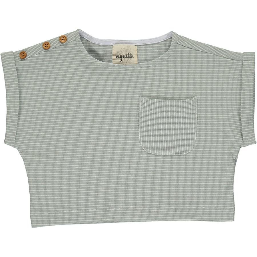 Kassie T-Shirt in Grey/White Stripe by Vignette