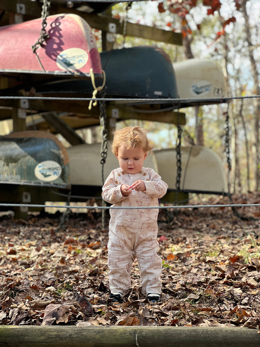 Jojo Pocket Romper in Oatmeal Floral by Vignette