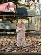 Jojo Pocket Romper in Oatmeal Floral by Vignette