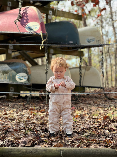 Jojo Pocket Romper in Oatmeal Floral by Vignette