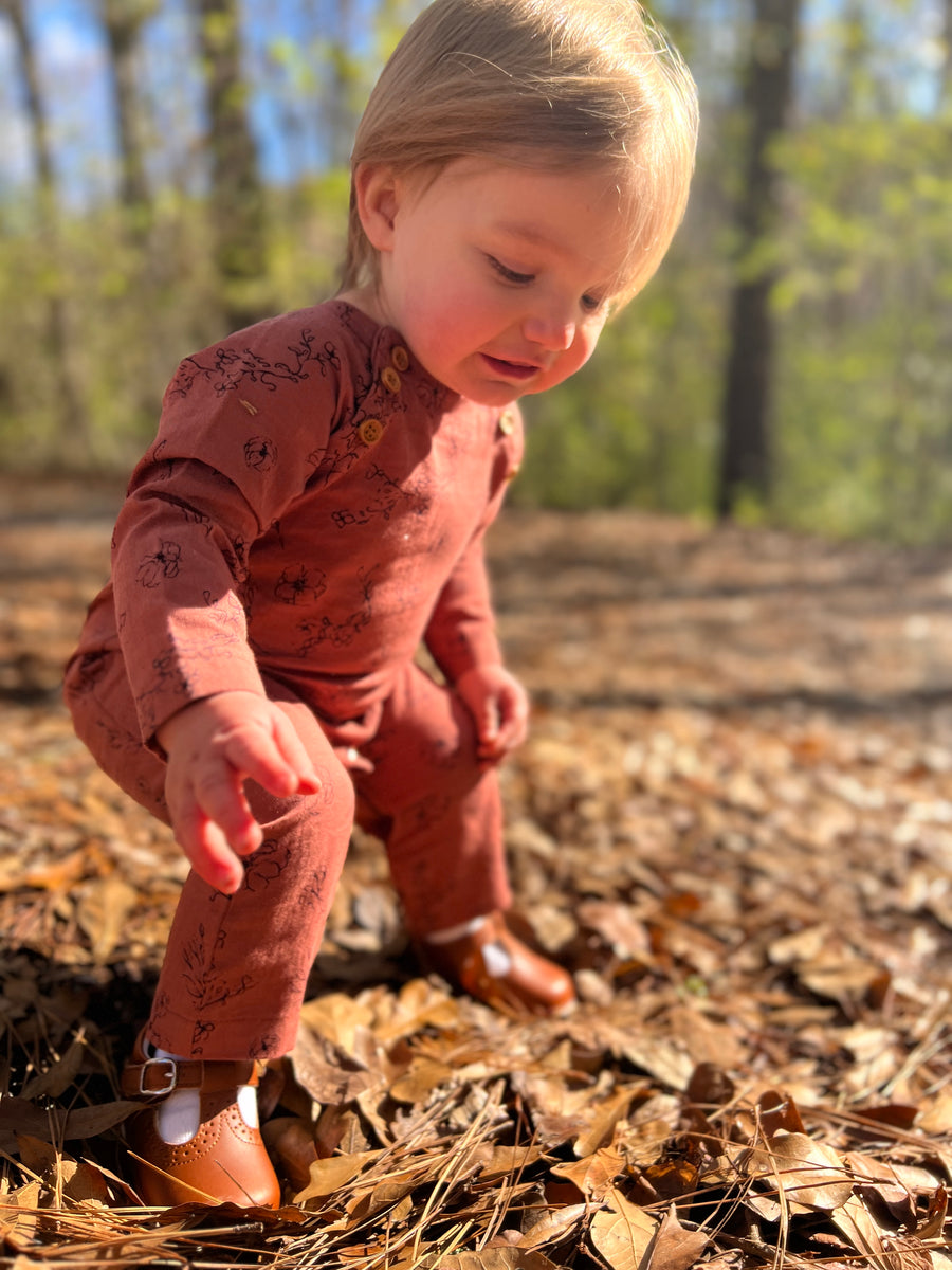 Jojo Pocket Romper in Rust Floral by Vignette