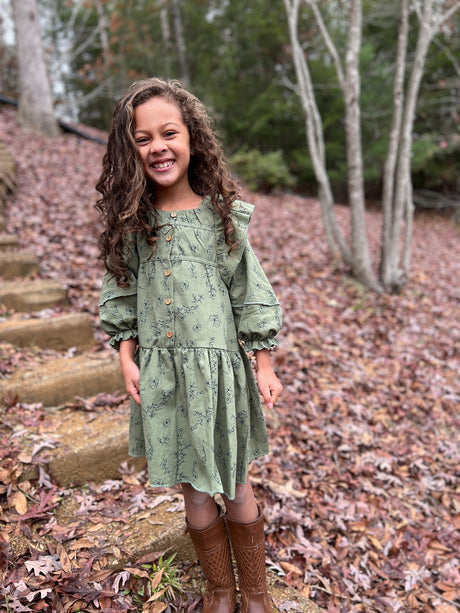 Aretha Dress in Green Floral by Vignette
