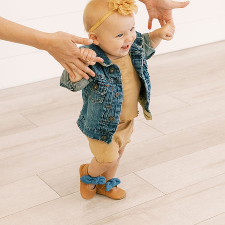 Corduroy Cowgirl Knotted Bow Baby Shoe by Freshly Picked