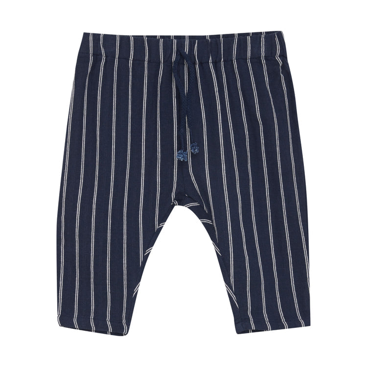 Baby Boys Cotton Woven Pant in Blue Stripes by Minymo