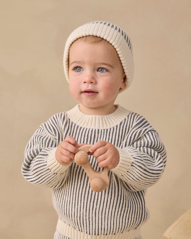 Relaxed Knit Sweater || Midnight Stripe by Quincy Mae