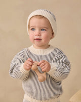Relaxed Knit Sweater || Midnight Stripe by Quincy Mae