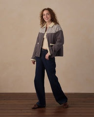 Women's Quilted Collar Jacket || Slate Floral by Rylee + Cru