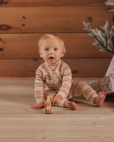 Organic Long John Pajamas || Holiday Stripe by Rylee + Cru
