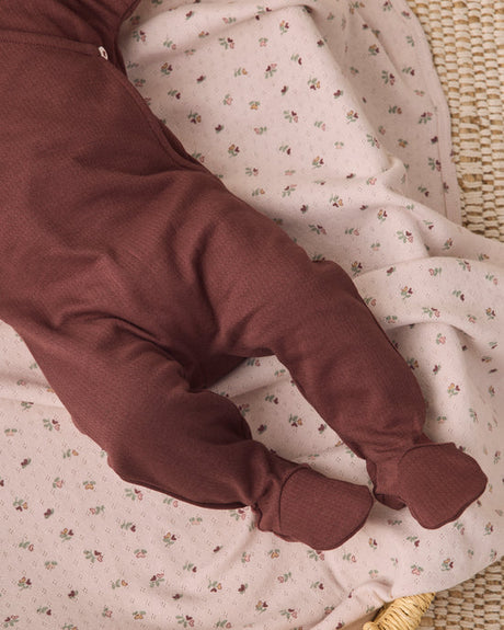 Pointelle Wrap Footie || Black Cherry by Quincy Mae