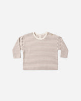 Long Sleeve Tee || Cocoa Microstripe by Quincy Mae