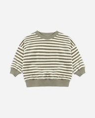 Velour Relaxed Sweatshirt || Spruce Stripe by Quincy Mae