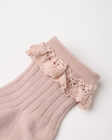 Lace Trim Socks, 2-Pack || Rosewood, Natural by Rylee + Cru