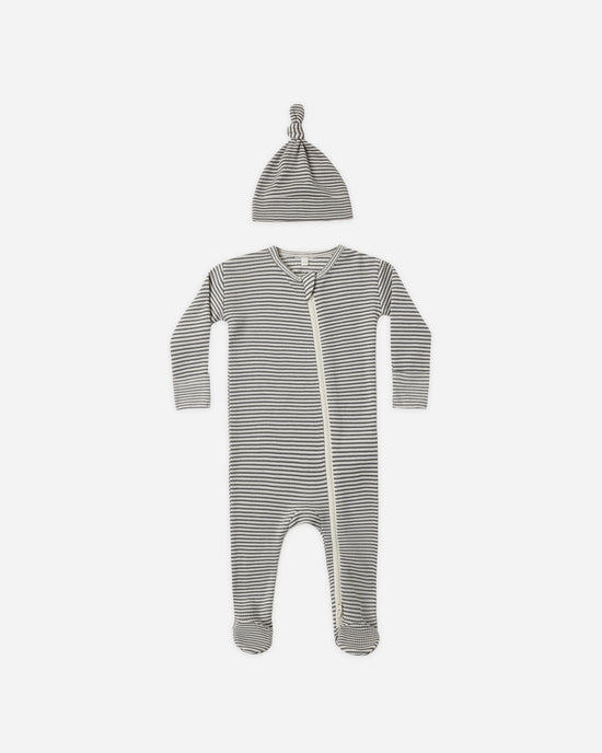 Waffle Sleep Set || Midnight Microstripe by Quincy Mae