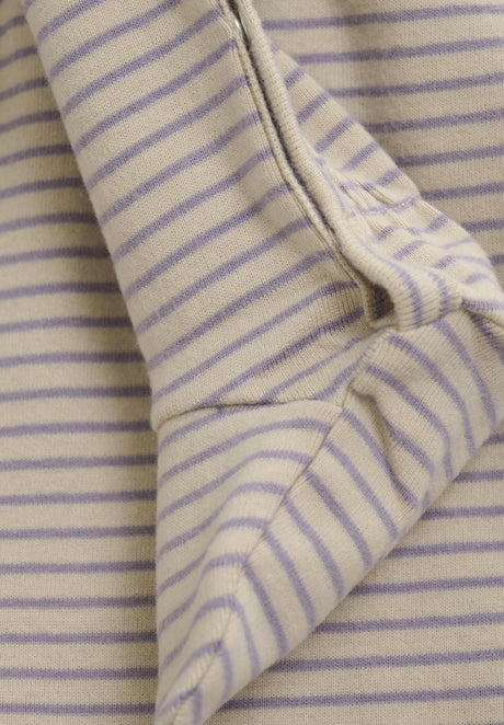 Striped Nightsuit with Feet - Lavender Gray by Fixoni