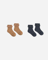 Lace Trim Socks, 2-Pack || Fawn, Midnight by Rylee + Cru