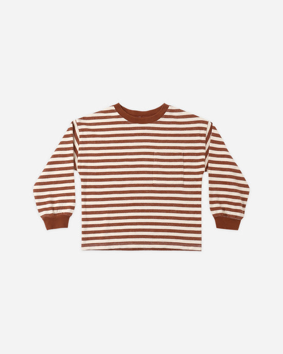 Relaxed Long Sleeve Tee || Brick Stripe by Rylee + Cru