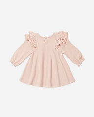 Long Sleeve Flutter Dress || Dusty Rose by Quincy Mae