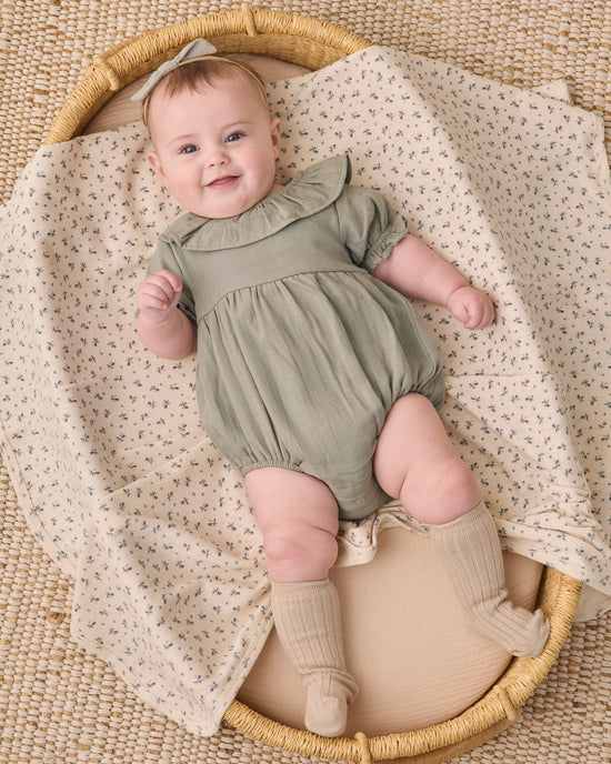 Pointelle Baby Blanket || Blue Ditsy by Quincy Mae