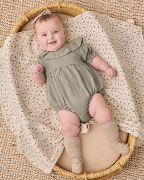 Pointelle Baby Blanket || Blue Ditsy by Quincy Mae