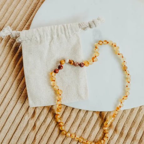 Raw Honey Baltic Amber + Mookaite Jasper || Necklace by CanyonLeaf