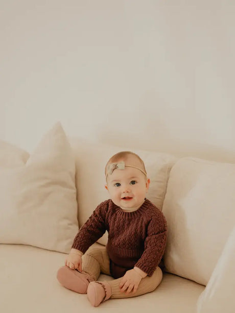 Baby Knit Sweater Romper in Plum by babysprouts