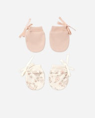 No Scratch Mittens, Set of 2 || Floral Vine, Dusty Rose by Quincy Mae