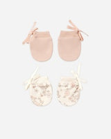 No Scratch Mittens, Set of 2 || Floral Vine, Dusty Rose by Quincy Mae