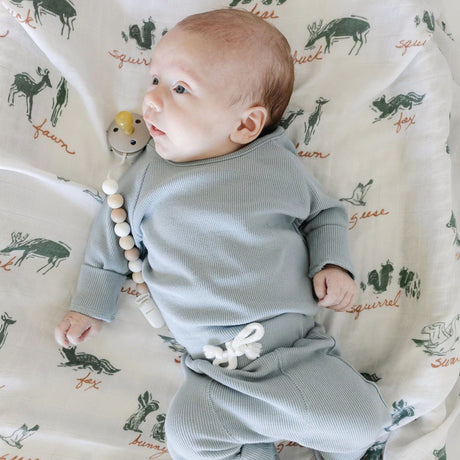 Bamboo Rayon Muslin Swaddle- Hope Lakewood Animals by Saranoni