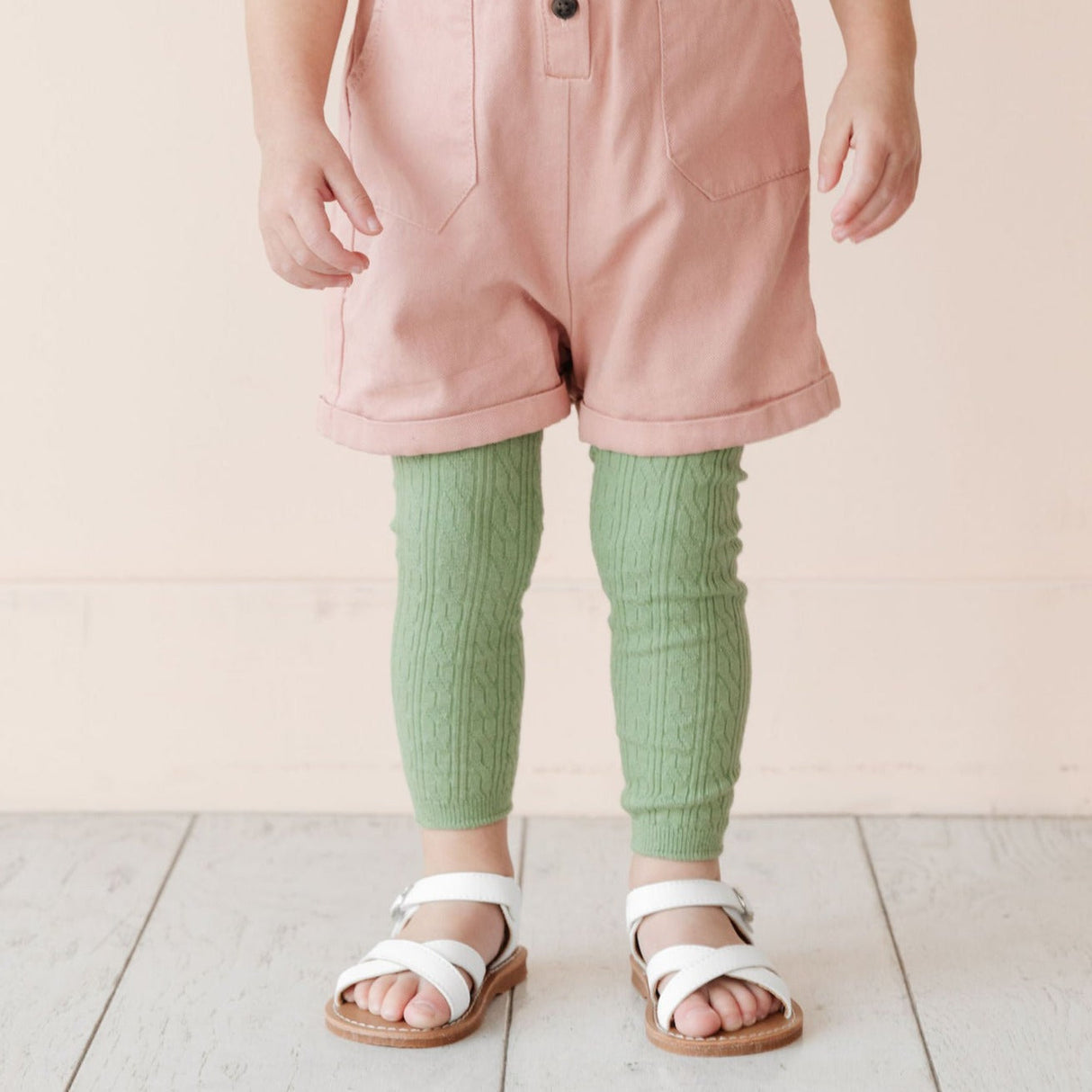 Basil Cable Knit Footless Tights by Little Stocking Co.