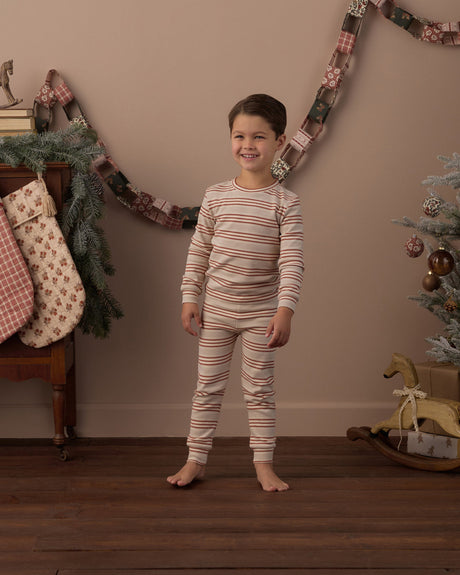 Organic Long Sleeve Pajama Set || Holiday Stripe by Rylee + Cru
