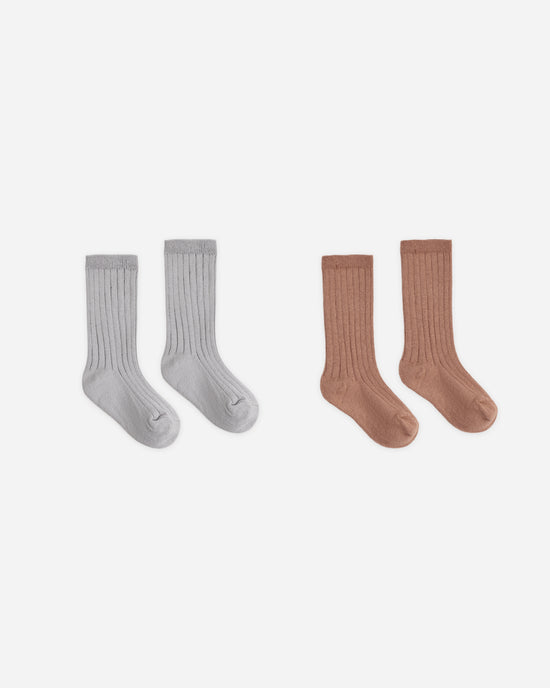 Ribbed Socks, 2-Pack || Clay, Dusty Blue by Rylee + Cru