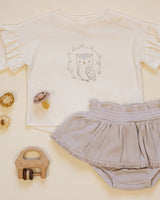 Ruffle Long Sleeve Tee || Baby Owl by Quincy Mae