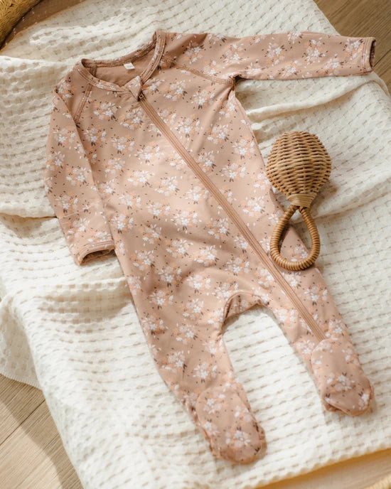 Bamboo Zip Footie || Fall Floral by Quincy Mae