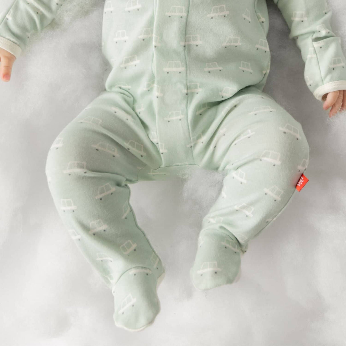 beep beep time for sleep organic cotton magnetic footie by magnetic me