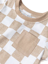 Checkered Tee - Beige by Little Bipsy